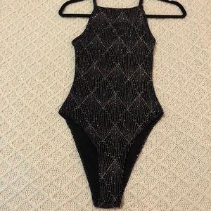 Black sparkly body suit